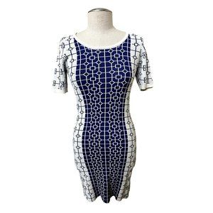 ROMEO & JULIET COUTURE Women's geometric print dress blue white size SMALL